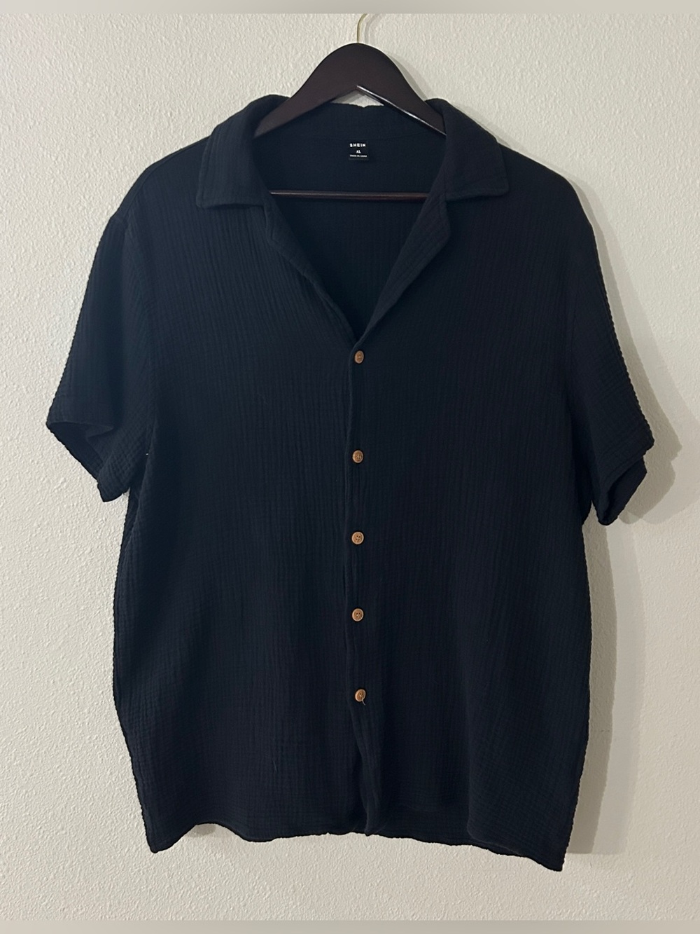 Men’s SHEIN Black Short Sleeve Casual Button-Down Shirt